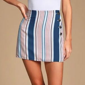 Lulus Marin Blue Stripped mini skirt